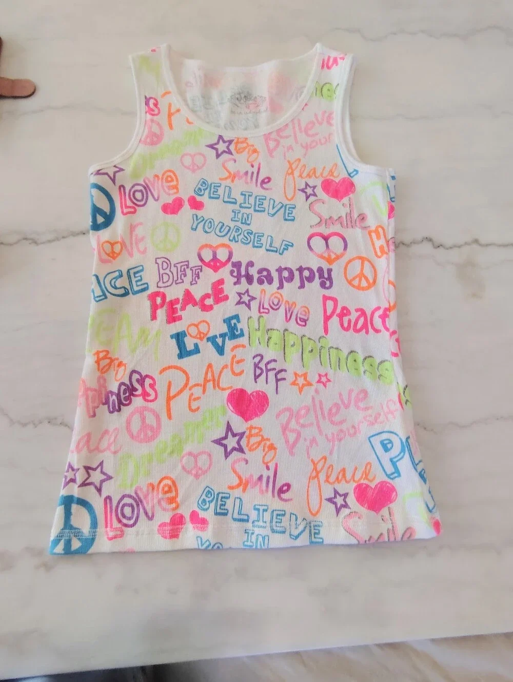 Nwot Justice Peace Love Gray Neon Color Silver Glitter Tank Pants Set Size 12